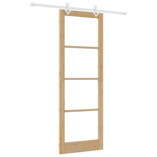 Sliding Door with Hardware Set 83x232 cm Solid Wood Pine, vidaXL Interior Door with Glass 'ORKDAL'83x232x4 cm Solid Wood Pine