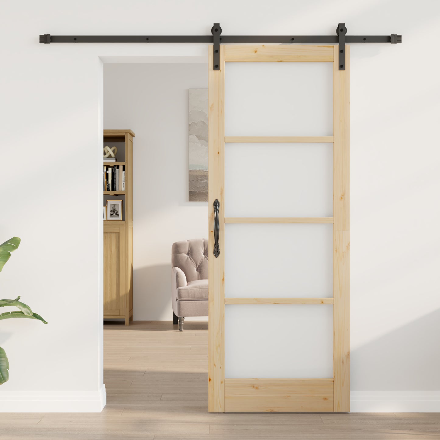 Sliding Door with Hardware Set "ORKDAL" Solid Wood & Glass, vidaXL Interior Door with Glass "ORKDAL" 78x202x4 cm Solid Wood Pine