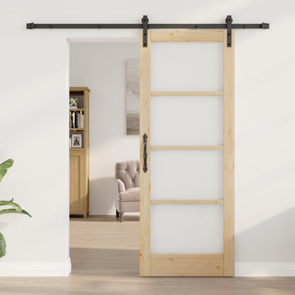 Sliding Door with Hardware Set "ORKDAL" Solid Wood & Glass, vidaXL Interior Door with Glass "ORKDAL" 78x202x4 cm Solid Wood Pine