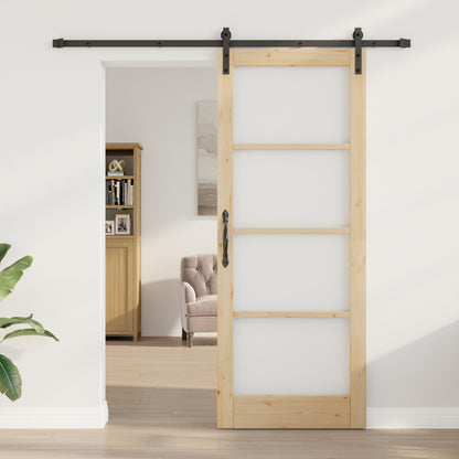 Sliding Door with Hardware Set 'ORKDAL'Solid Wood & Glass, vidaXL Interior Door with Glass 'ORKDAL'83x211x4 cm Solid Wood Pine