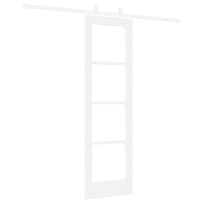 Sliding Door with Hardware Set White 61x198.5 cm Solid Wood Pine, vidaXL Interior Door with Glass 'ORKDAL'White 61x198.5x4 cm
