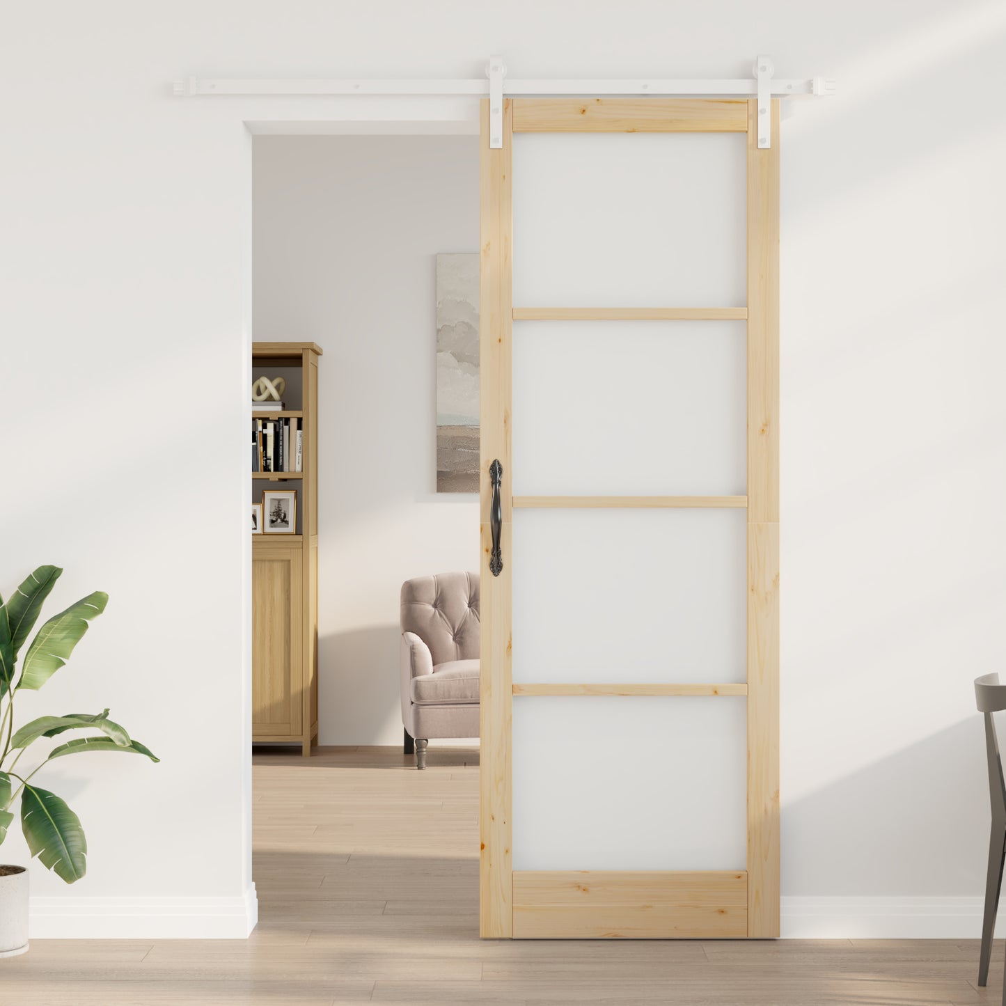 Sliding Door with Hardware Set "ORKDAL" Solid Wood & Glass, vidaXL Interior Door with Glass "ORKDAL" 83x232x4 cm Solid Wood Pine
