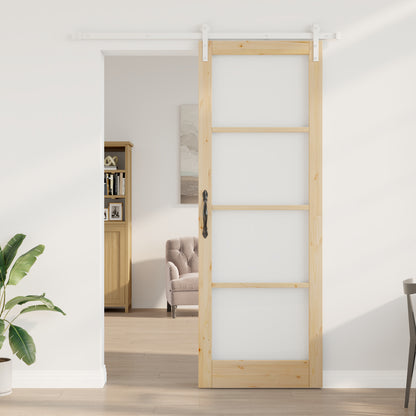 Sliding Door with Hardware Set "ORKDAL" Solid Wood & Glass, vidaXL Interior Door with Glass "ORKDAL" 83x232x4 cm Solid Wood Pine