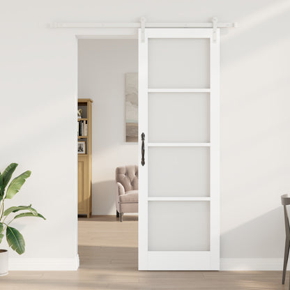 Sliding Door with Hardware Set 'ORKDAL'White Solid Wood & Glass, vidaXL Interior Door with Glass 'ORKDAL'White 78x232x4 cm