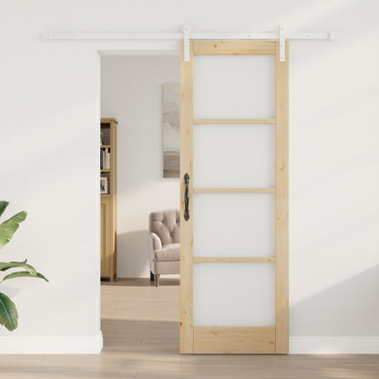 Sliding Door with Hardware Set "ORKDAL" Solid Wood & Glass, vidaXL Interior Door with Glass "ORKDAL" 73.5 x 211 x 4 cm Solid Wood Pine
