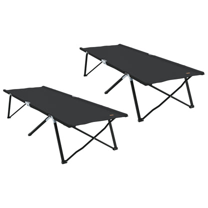 Folding Sun Beds with Carry Bags 2 pcs Black 600D Oxford Fabric