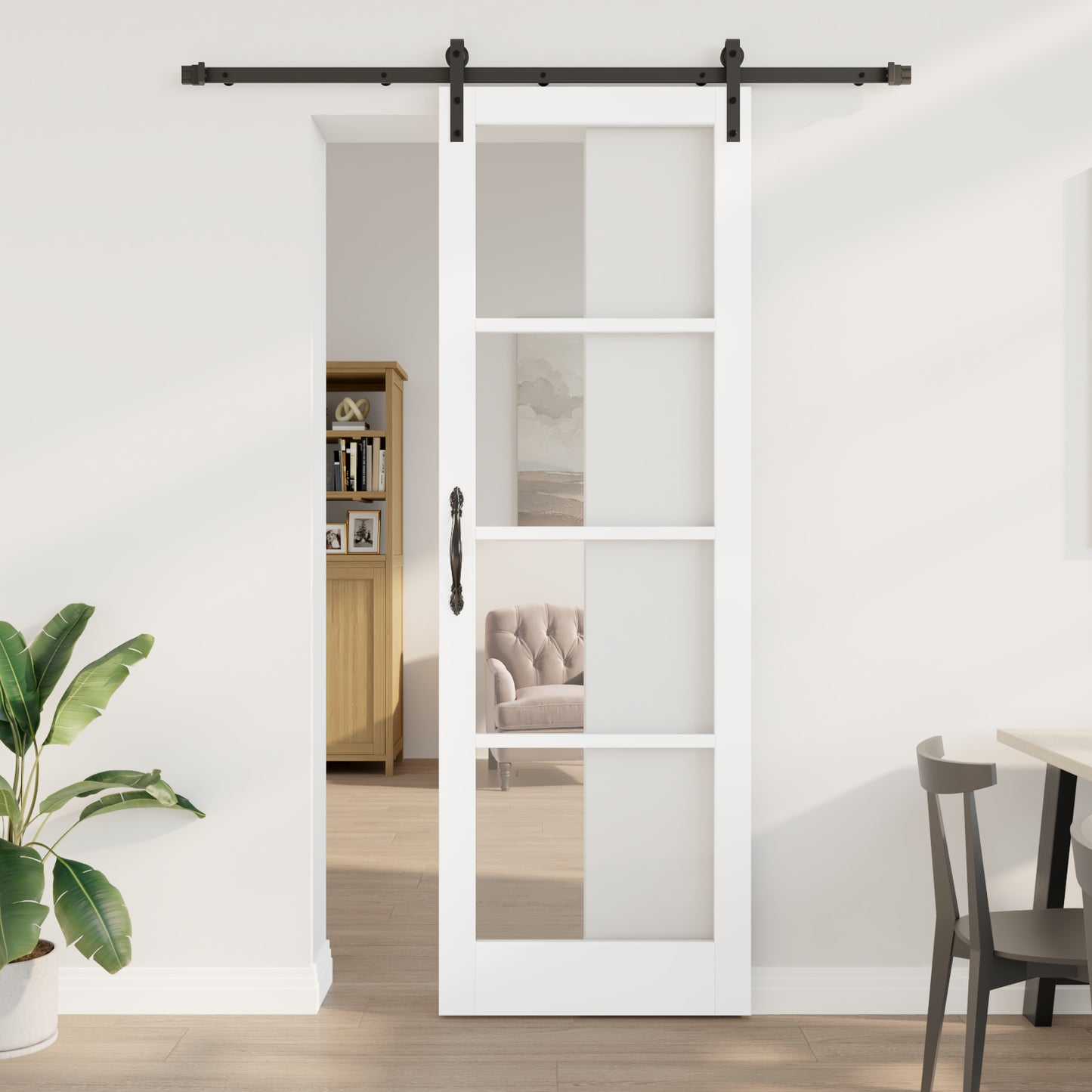 Sliding Door with Hardware Set 'ORKDAL'White Solid Wood & Glass, vidaXL Interior Door with Glass 'ORKDAL'White 78x232x4 cm