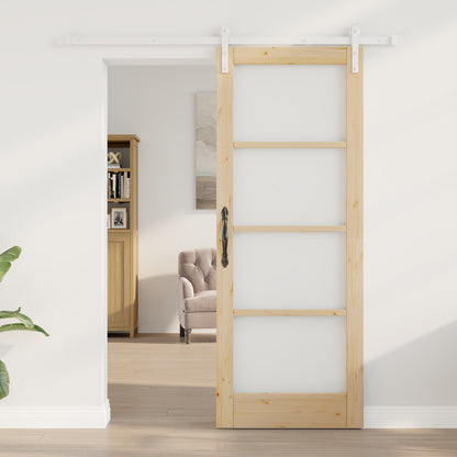 Sliding Door with Hardware Set "ORKDAL" Solid Wood & Glass, vidaXL Interior Door with Glass "ORKDAL" 78x202x4 cm Solid Wood Pine