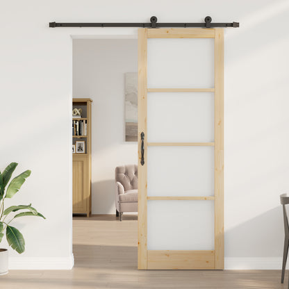 Sliding Door with Hardware Set 'ORKDAL'Solid Wood & Glass, vidaXL Interior Door with Glass 'ORKDAL'83x232x4 cm Solid Wood Pine