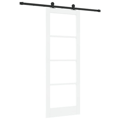 Sliding Door with Hardware Set 'ORKDAL'White Solid Wood & Glass, vidaXL Interior Door with Glass 'ORKDAL'White 78x211x4 cm