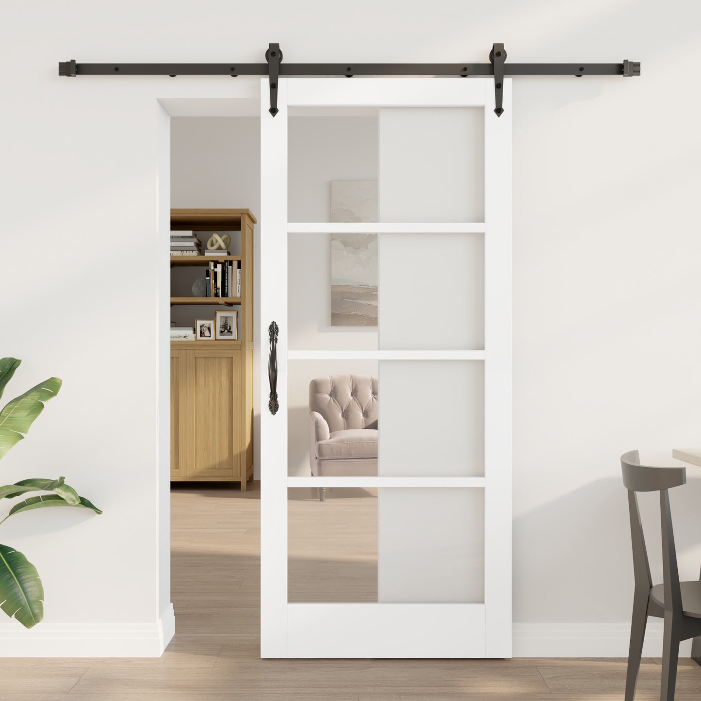 Sliding Door with Hardware Set White 78x202 cm Solid Wood Pine, vidaXL Interior Door with Glass 'ORKDAL'White 78x202x4 cm