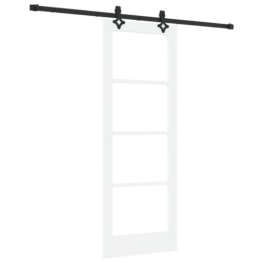 Sliding Door with Hardware Set 'ORKDAL'White Solid Wood & Glass, vidaXL Interior Door with Glass 'ORKDAL'White 73.5 x 198.5 x 4 cm