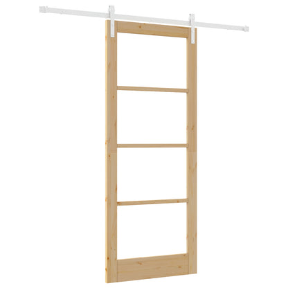 Sliding Door with Hardware Set 'ORKDAL'Solid Wood & Glass, vidaXL Interior Door with Glass 'ORKDAL'86x211x4 cm Solid Wood Pine