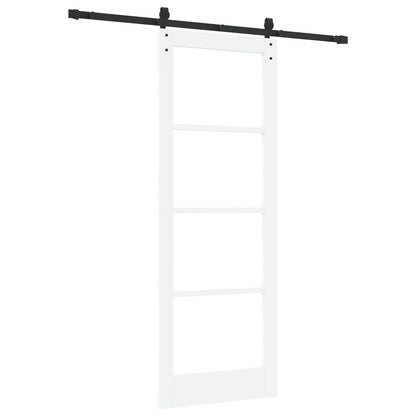 Sliding Door with Hardware Set 'ORKDAL'White Solid Wood & Glass, vidaXL Interior Door with Glass 'ORKDAL'White 78x211x4 cm
