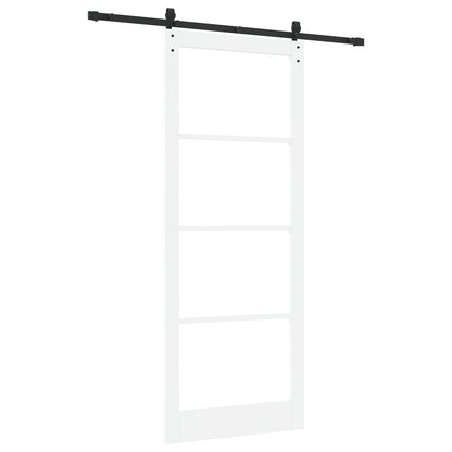 Sliding Door with Hardware Set 'ORKDAL'White Solid Wood & Glass, vidaXL Interior Door with Glass 'ORKDAL'White 93x232x4 cm