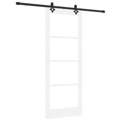 Sliding Door with Hardware Set "ORKDAL" White Solid Wood & Glass, vidaXL Interior Door with Glass "ORKDAL" White 83x211x4 cm