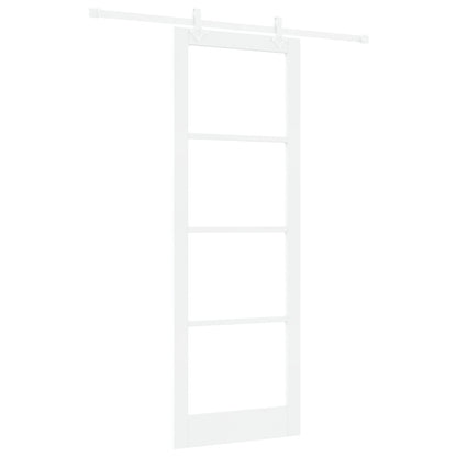 Sliding Door with Hardware Set White 83x232 cm Solid Wood Pine, vidaXL Interior Door with Glass 'ORKDAL'White 83x232x4 cm