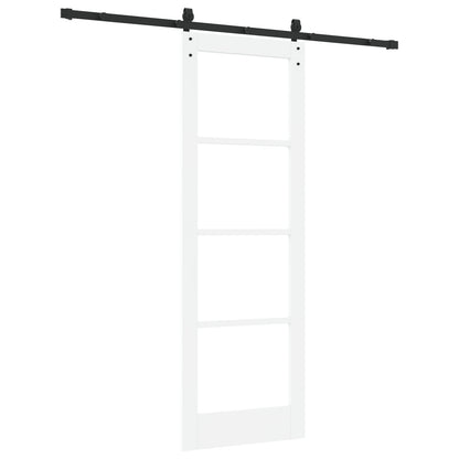 Sliding Door with Hardware Set "ORKDAL" White Solid Wood & Glass, vidaXL Interior Door with Glass "ORKDAL" White 73.5x211x4 cm