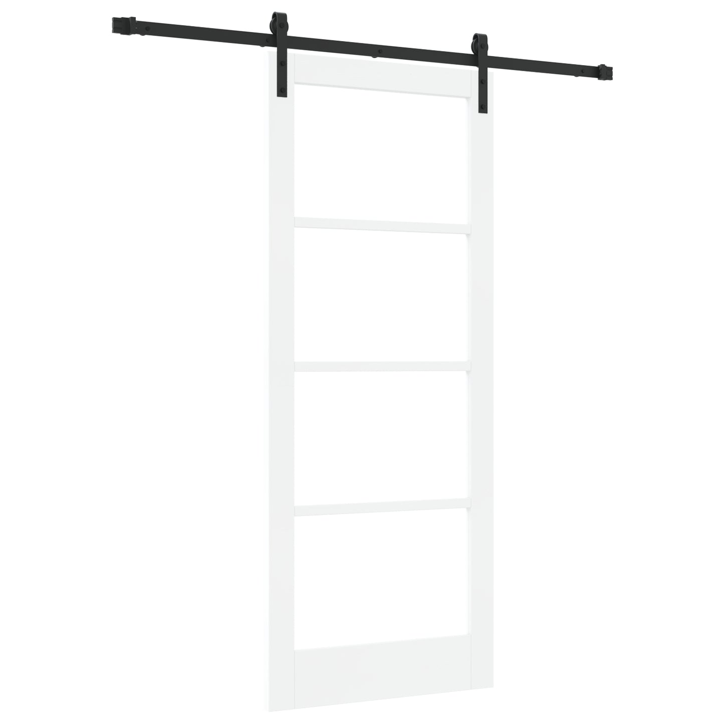 Sliding Door with Hardware Set 'ORKDAL'White Solid Wood&Glass, vidaXL Interior Door with Glass 'ORKDAL'White 83x202x4 cm