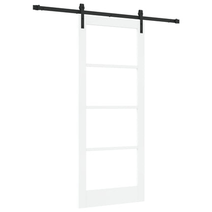Sliding Door with Hardware Set 'ORKDAL'White Solid Wood&Glass, vidaXL Interior Door with Glass 'ORKDAL'White 83x202x4 cm