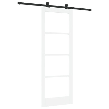 Sliding Door with Hardware Set 'ORKDAL'White Solid Wood & Glass, vidaXL Interior Door with Glass 'ORKDAL'White 78x211x4 cm