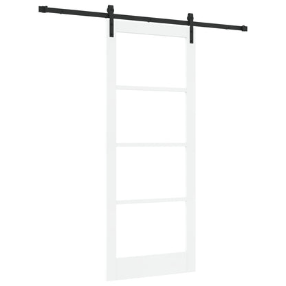 Sliding Door with Hardware Set 'ORKDAL'White Solid Wood & Glass, vidaXL Interior Door with Glass 'ORKDAL'White 86x211x4 cm
