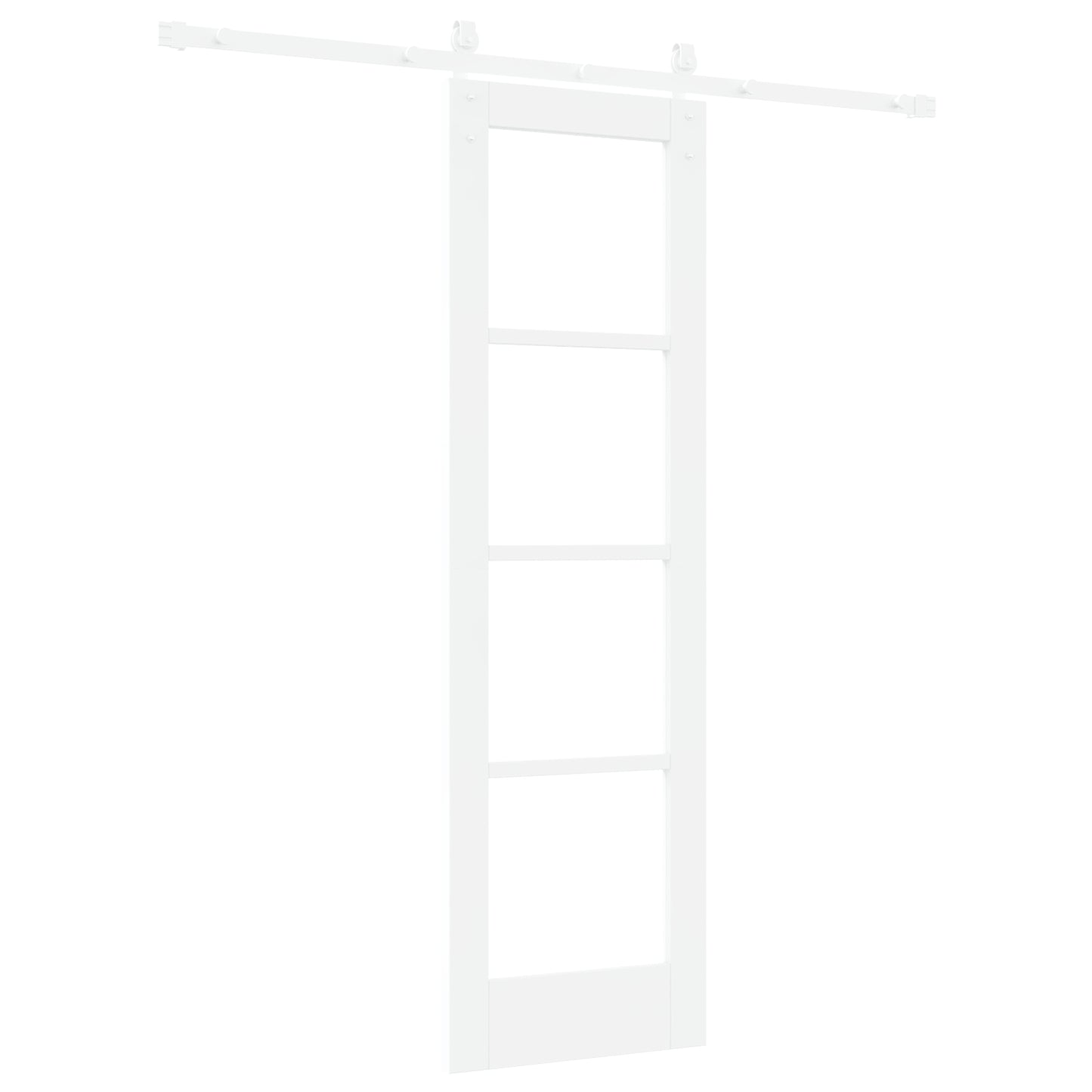 Sliding Door with Hardware Set "ORKDAL" White Solid Wood & Glass, vidaXL Interior Door with Glass "ORKDAL" White 61x198.5x4 cm