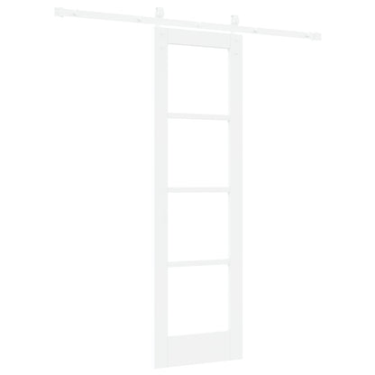 Sliding Door with Hardware Set "ORKDAL" White Solid Wood & Glass, vidaXL Interior Door with Glass "ORKDAL" White 61x198.5x4 cm