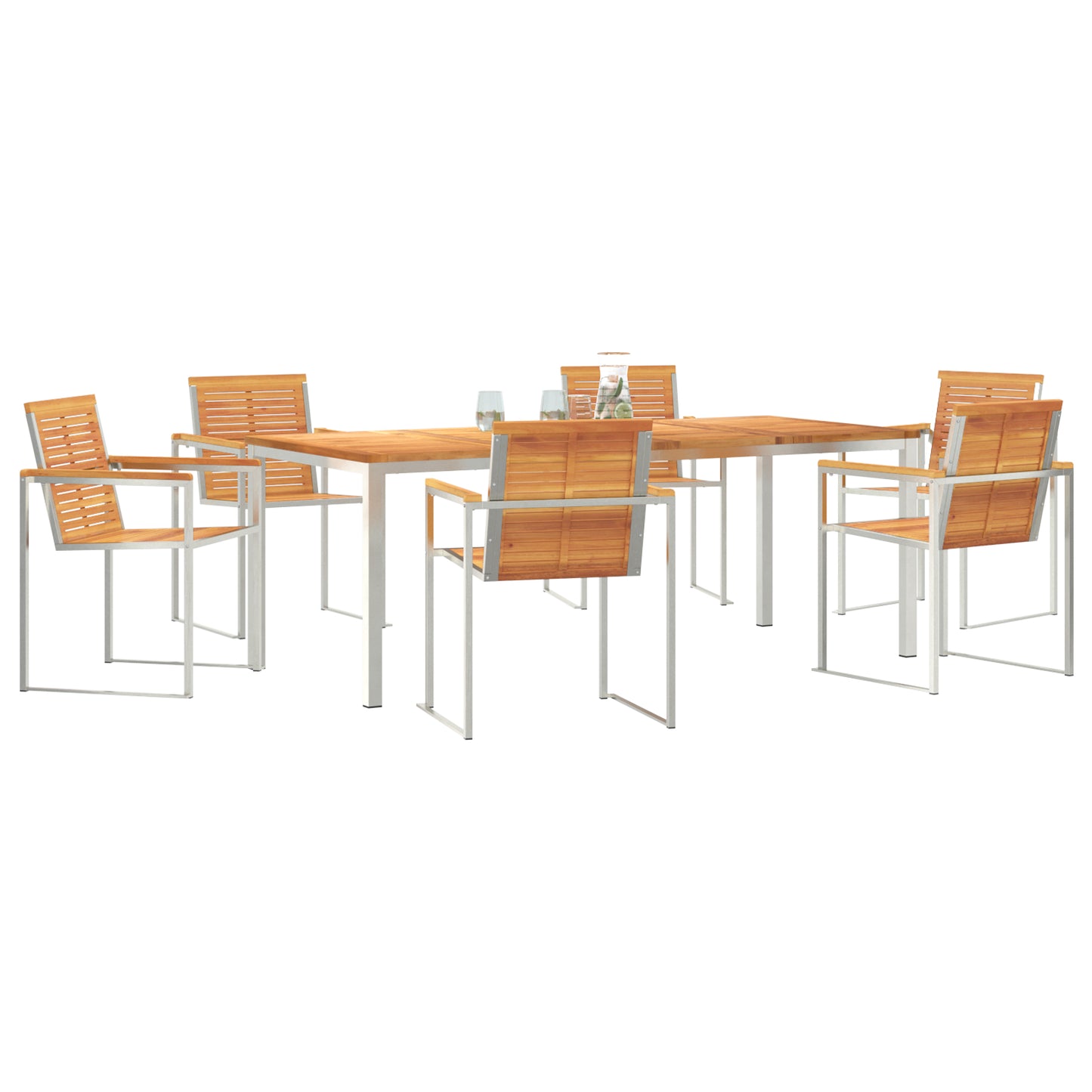7 Piece Garden Dining Set Solid Wood Acacia, vidaXL Outdoor Dining Table 200x90x74.5 cm Solid Wood Acacia