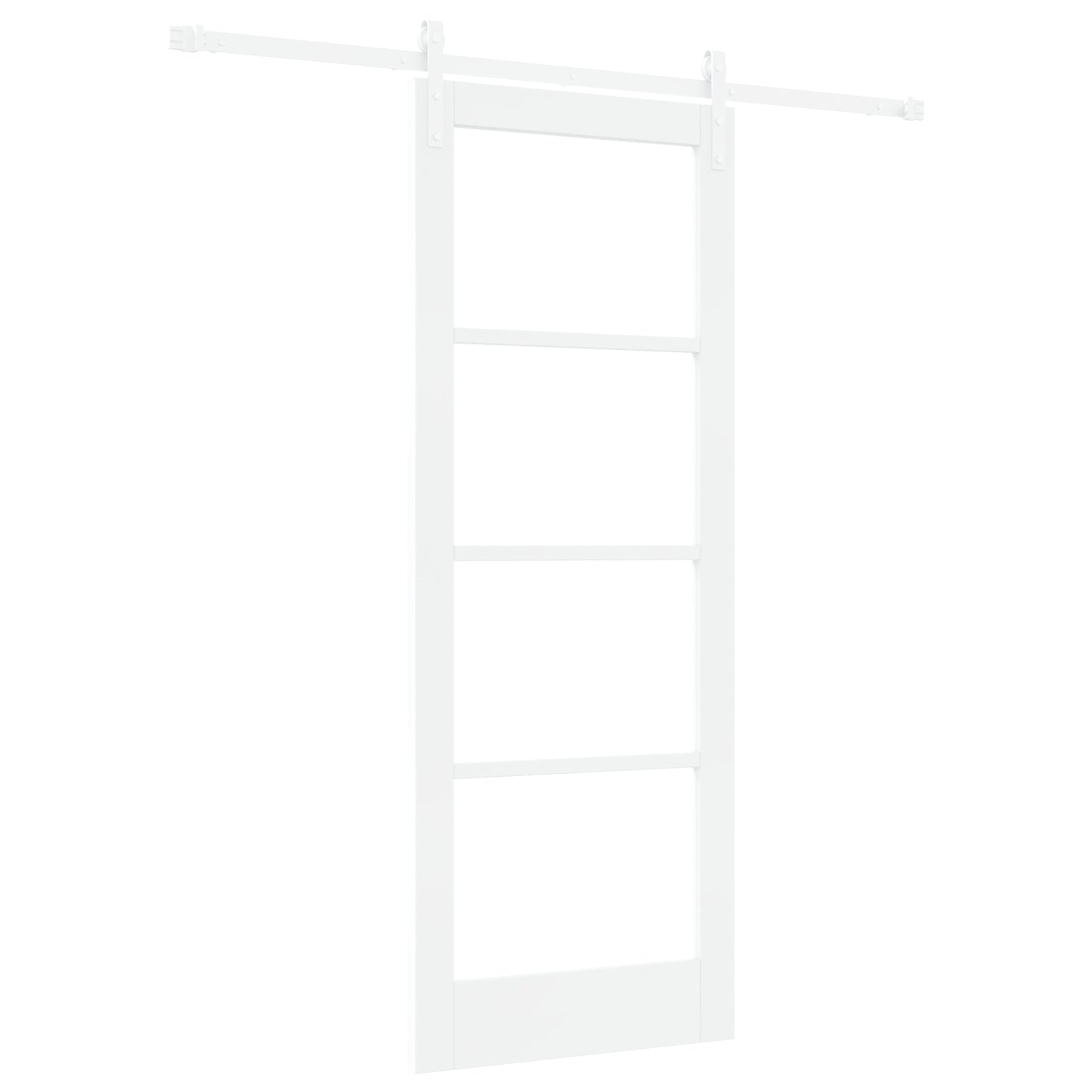Sliding Door with Hardware Set "ORKDAL" White Solid Wood & Glass, vidaXL Interior Door with Glass "ORKDAL" White 78x202x4 cm