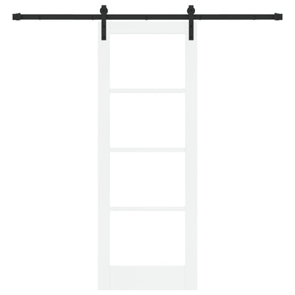 Sliding Door with Hardware Set "ORKDAL" White Solid Wood & Glass, vidaXL Interior Door with Glass "ORKDAL" White 73.5x198.5x4 cm