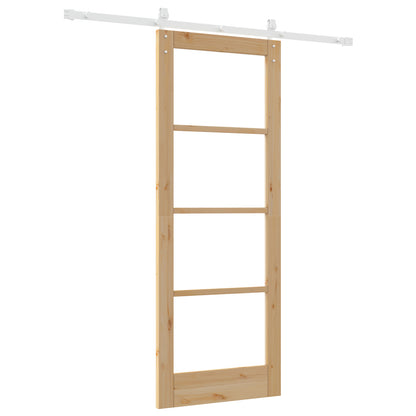 Sliding Door with Hardware Set "ORKDAL" Solid Wood & Glass, vidaXL Interior Door with Glass "ORKDAL" 78x202x4 cm Solid Wood Pine