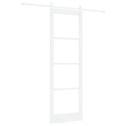 Sliding Door with Hardware Set "ORKDAL" White Solid Wood & Glass, vidaXL Interior Door with Glass "ORKDAL" White 78x232 cm