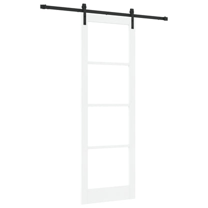 Sliding Door with Hardware Set 'ORKDAL'White Solid Wood & Glass, vidaXL Interior Door with Glass 'ORKDAL'White 78x232x4 cm