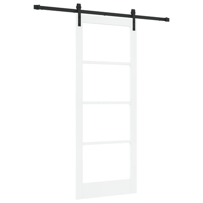 Sliding Door with Hardware Set 'ORKDAL'White Solid Wood & Glass, vidaXL Interior Door with Glass 'ORKDAL'White 83x211x4 cm