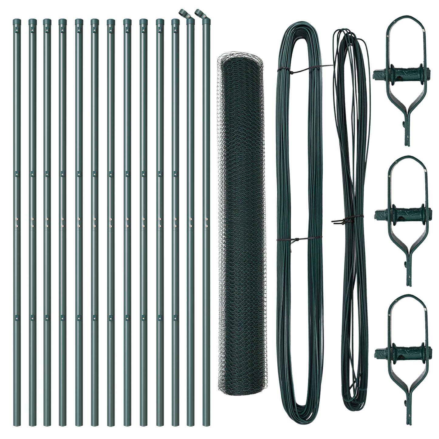 Fencing Set Set of 2 Dark Green Metal 25 x 1 m Outdoor Fencing