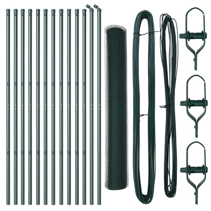 Fencing Set Set of 2 Dark Green Metal 25 x 1 m Outdoor Fencing