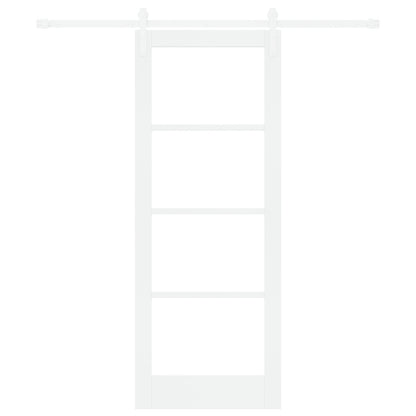 Sliding Door with Hardware Set "ORKDAL" White Solid Wood & Glass, vidaXL Interior Door with Glass "ORKDAL" White 78x202x4 cm