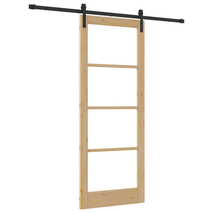 Sliding Door with Hardware Set 'ORKDAL'Solid Wood & Glass, vidaXL Interior Door with Glass 'ORKDAL'83x211x4 cm Solid Wood Pine