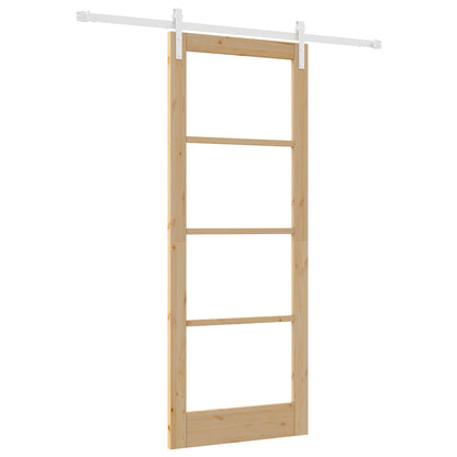 Sliding Door with Hardware Set "ORKDAL" Solid Wood&Glass, vidaXL Interior Door with Glass "ORKDAL" 83x211x4 cm Solid Wood Pine