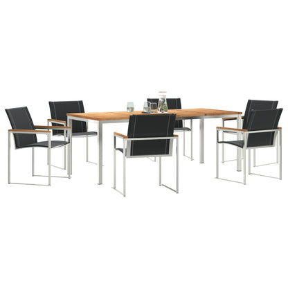 7 Piece Garden Dining Set in Solid Wood Acacia, vidaXL Outdoor Dining Table 200x90x74.5 cm in Solid Wood Acacia
