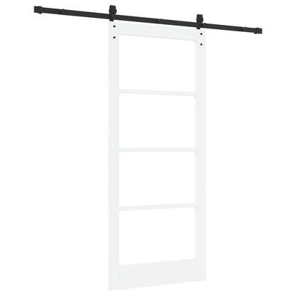 Sliding Door with Hardware Set 'ORKDAL'White Solid Wood&Glass, vidaXL Interior Door with Glass 'ORKDAL'White 86x198.5x4 cm