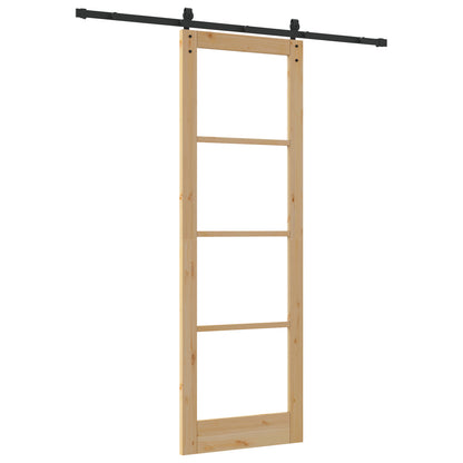 Sliding Door with Hardware Set "ORKDAL" Solid Wood & Glass, vidaXL Interior Door with Glass "ORKDAL" 78x232x4 cm Solid Wood Pine