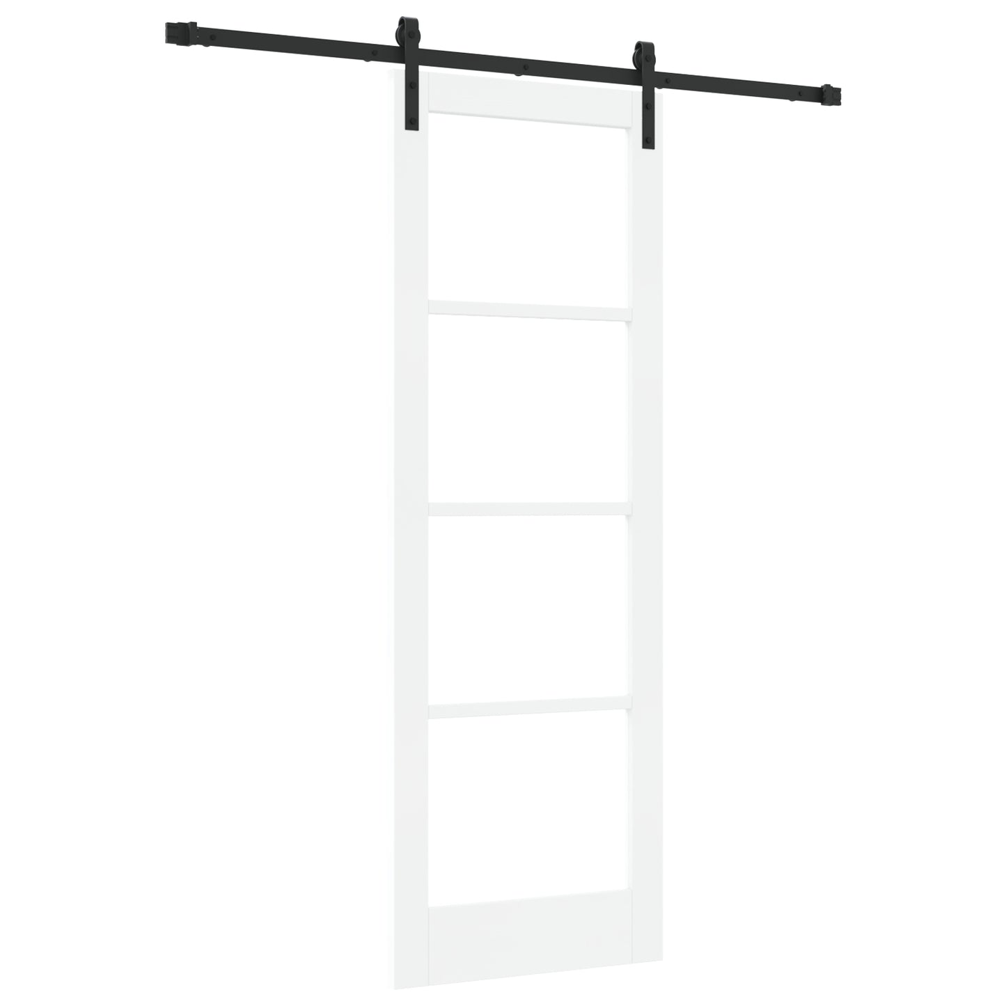 Sliding Door with Hardware Set "ORKDAL" White Solid Wood & Glass, vidaXL Interior Door with Glass "ORKDAL" White 73.5x211x4 cm
