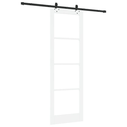 Sliding Door with Hardware Set "ORKDAL" White Solid Wood & Glass, vidaXL Interior Door with Glass "ORKDAL" White 78x232x4 cm