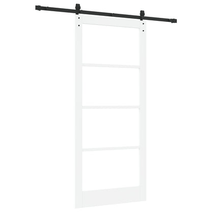 Sliding Door with Hardware Set 'ORKDAL'White Solid Wood & Glass, vidaXL Interior Door with Glass 'ORKDAL'White 93x211x4 cm