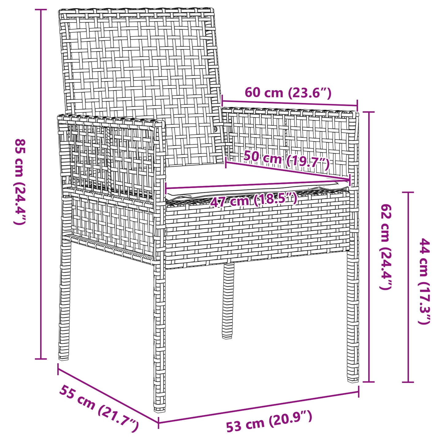 Dining Furniture Set Set of 3 Black Wood Durable Patio Gear