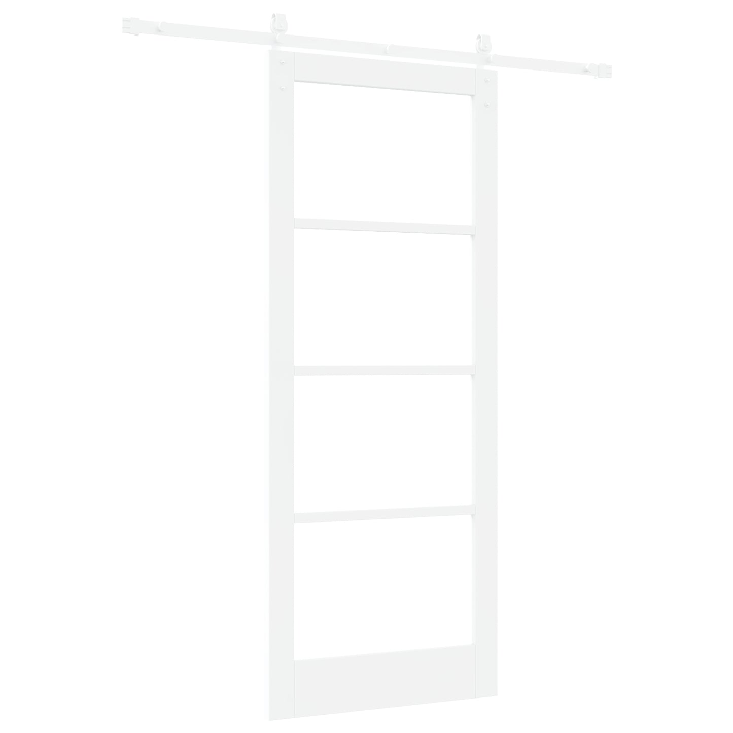Sliding Door with Hardware Set "ORKDAL" White Solid Wood & Glass, vidaXL Interior Door with Glass "ORKDAL" White 86x211x4 cm