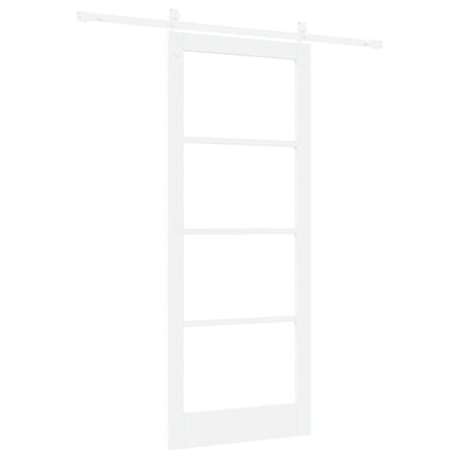Sliding Door with Hardware Set "ORKDAL" White Solid Wood & Glass, vidaXL Interior Door with Glass "ORKDAL" White 86x211x4 cm