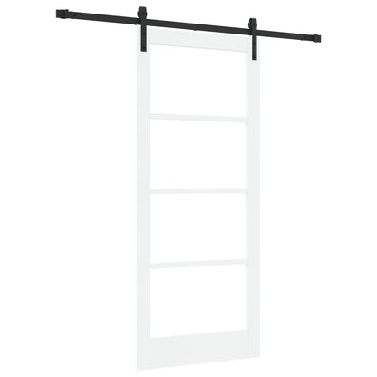 Sliding Door with Hardware Set 'ORKDAL'White Solid Wood&Glass, vidaXL Interior Door with Glass 'ORKDAL'White 86x198,5x4 cm